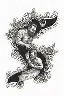 my father he was a little heavier set him and me walking up the stair way to heaven together with his name "Danny" tattoo design idea