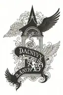 my father he was a little heavier set him and me walking up the stair way to heaven together with his name "Danny" tattoo design idea
