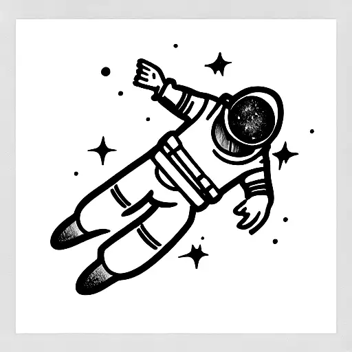 astronaut in solar system tattoo design idea