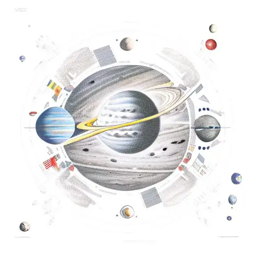 astronaut in solar system tattoo design idea