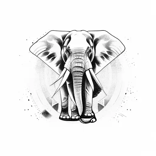 An elephant holding a paintbrush and creating colorful music notes tattoo design idea