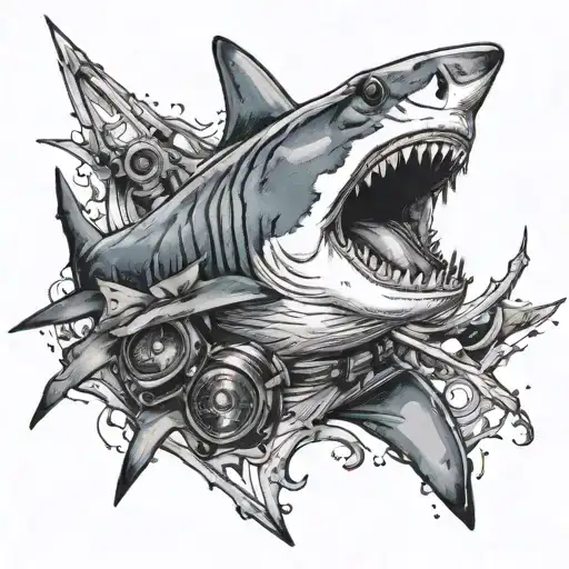 shark as a cop  tattoo design idea