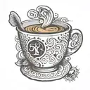 semi colon coffee cup tattoo design idea