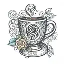 semi colon coffee cup tattoo design idea