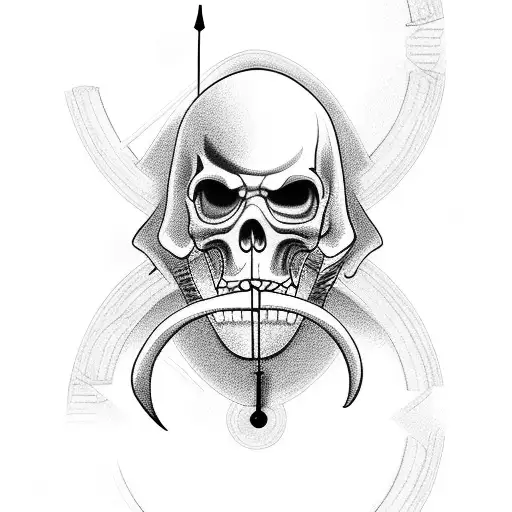 tatto grim reaper with a clock in her hands tattoo design idea