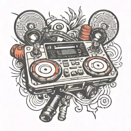 DJ CONTROLLER AND MOTORCYCLE tattoo design idea