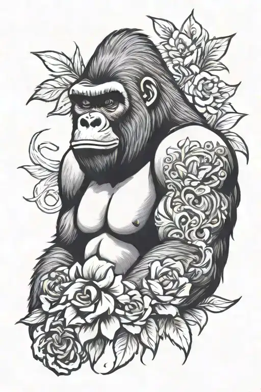 Gorilla touching tattoo design idea