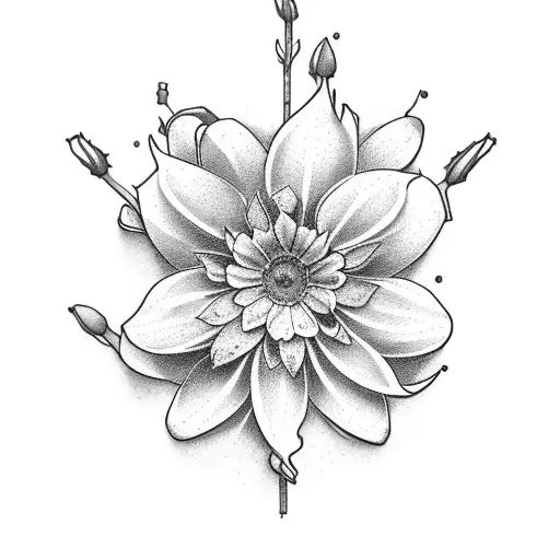 A bookshelf filled with books and each book has a different flower on its spine (violet, daisy, lily of the valley, larkspur, narcissus) tattoo design idea