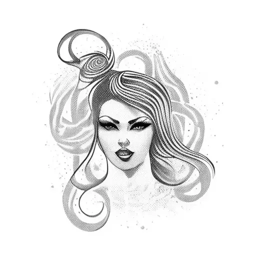 Sexy woman with tribal waves around her tattoo design idea