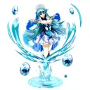 water goddess manipulating water with her hands tattoo design idea