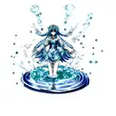 water goddess manipulating water with her hands tattoo design idea