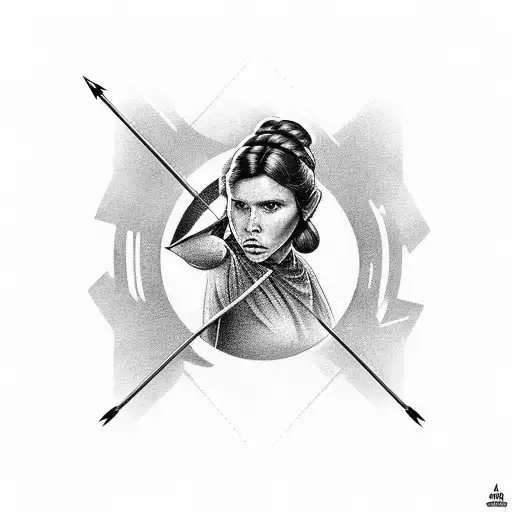 a single arrow with the shaft having LEIA within it tattoo design idea