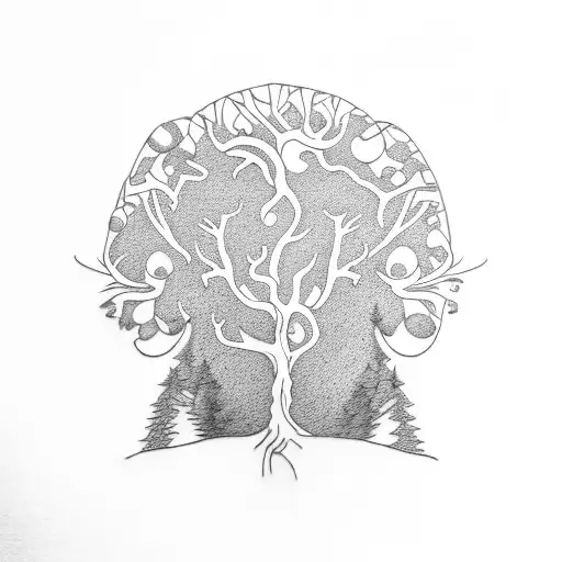 family tree manly bark tattoo design idea