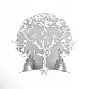 family tree manly bark tattoo design idea