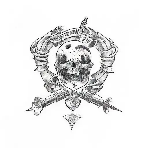 Heart with dagger through it tattoo design idea