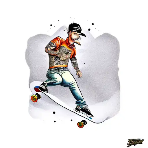 skateboard thrasher tattoo design idea