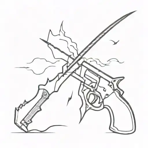 bow shooting thunder lightning tattoo design idea