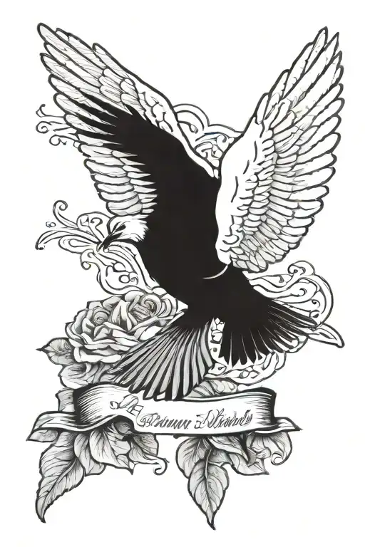 dove perched atop the words always on my mind forever in my heart tattoo design idea