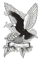 dove perched atop the words always on my mind forever in my heart tattoo design idea