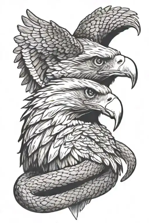eagle with snake in mouth open tattoo design idea