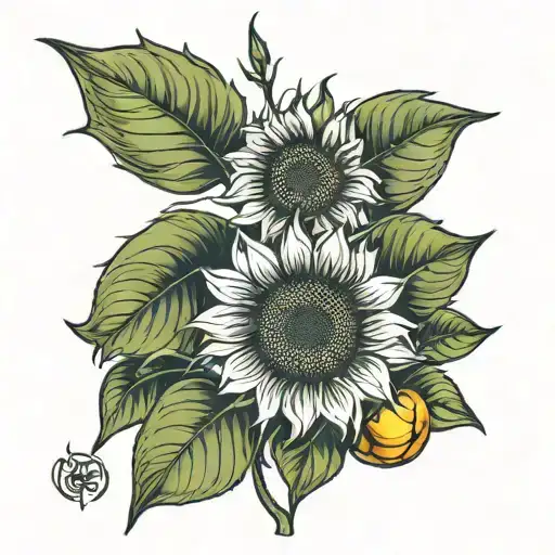 sunflower with mango trees  tattoo design idea