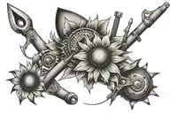 sun flower and mechanic tools tattoo design idea