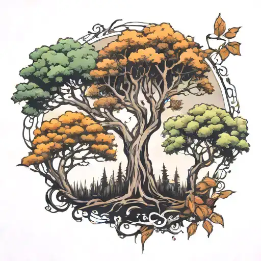 matching for mom, dad and son. trees/ nature tattoo design idea