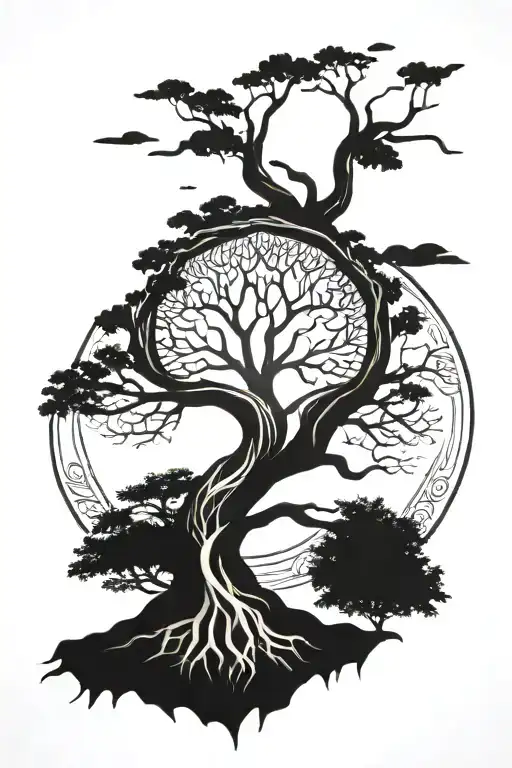 norse yggdrasil tree tattoo design idea