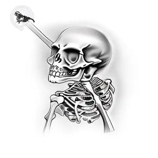 skeleton riding a scooter tattoo design idea
