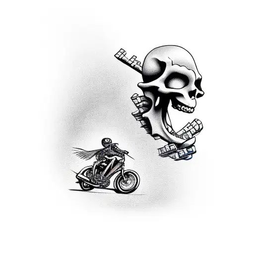 skeleton riding a honda wave  tattoo design idea