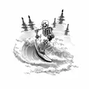 skeleton riding a honda wave  tattoo design idea