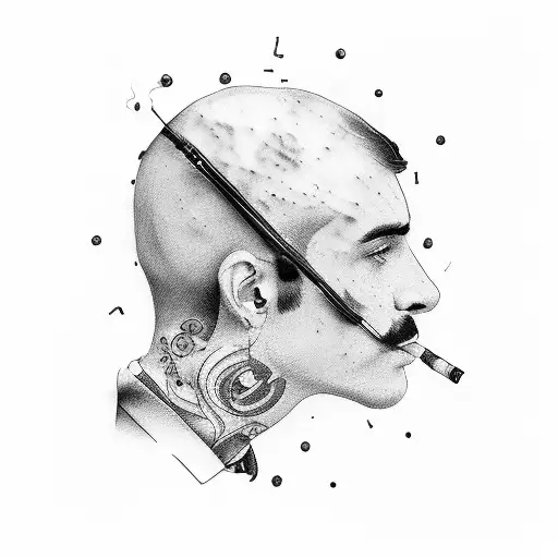 man with Cigarette and alcohol tattoo design idea