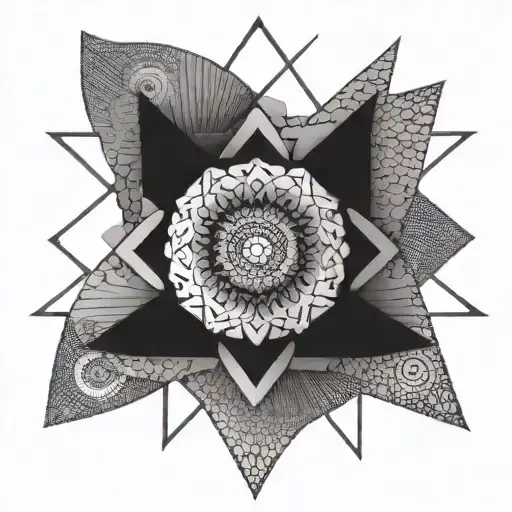 dotwork, geometric, black and grey, mandala design tattoo design idea