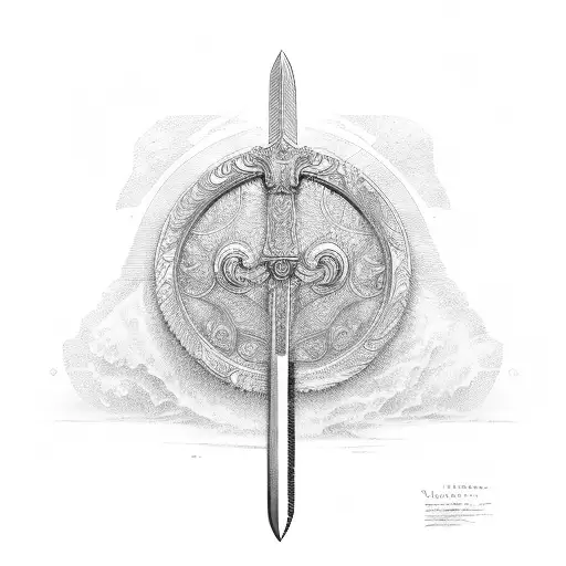 sword, open space, shaded tattoo design idea