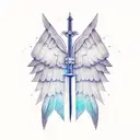 sword, open space, shaded, wings, negative space tattoo design idea