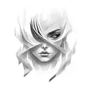 female face, lightning  tattoo design idea