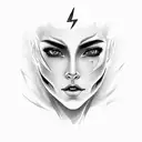 female face, lightning  tattoo design idea
