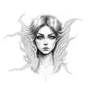 female face, lightning  tattoo design idea