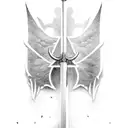 sword, open space, shaded, wings, negative space tattoo design idea