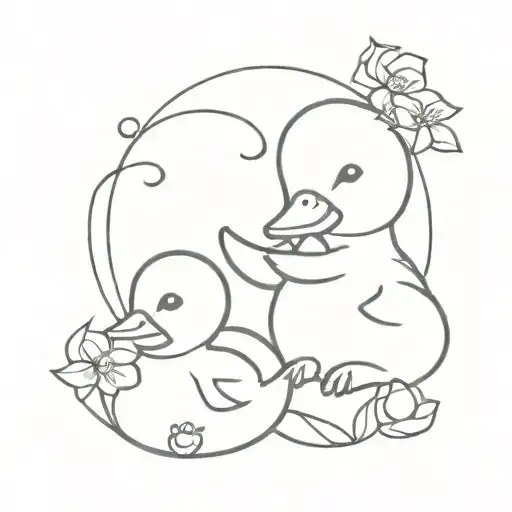 croissant and duckling tattoo design idea