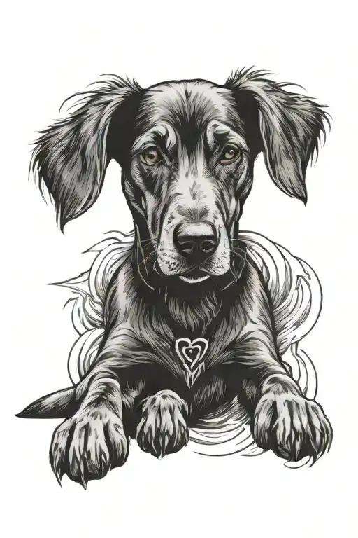 memorial of a dog with a paw tattoo design idea