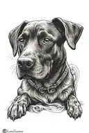 memorial of a dog with a paw tattoo design idea
