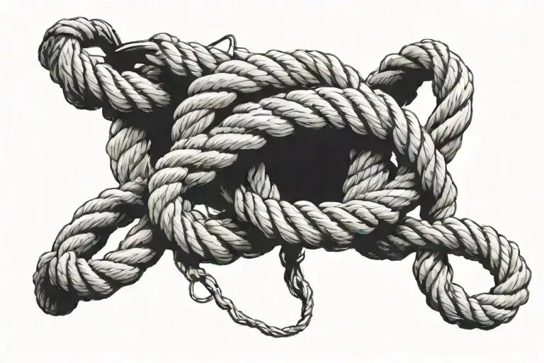 a rope that is cut from middle but still conected with a string of rope  tattoo design idea