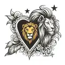 lion and heart with star tattoo design idea