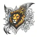 lion and heart with star tattoo design idea