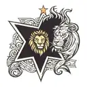 lion and heart with star tattoo design idea