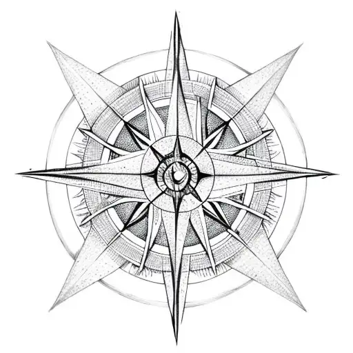 Sketch "A Compass Rose Made Of Intertwined..." Tattoo Idea BlackInk AI