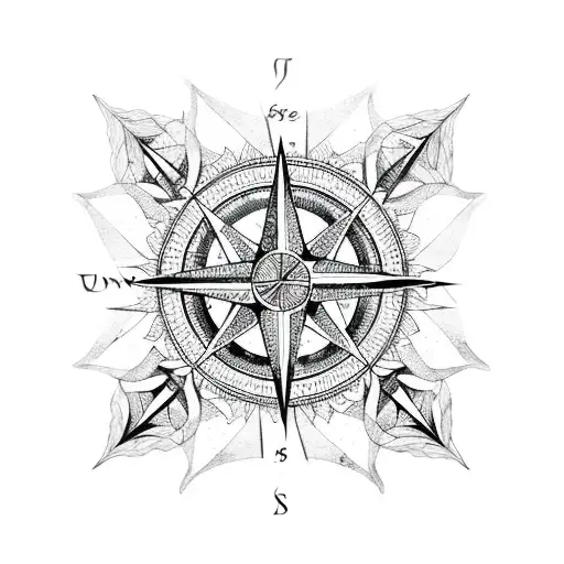 Sketch "A Compass Rose Made Of Intertwined..." Tattoo Idea BlackInk AI