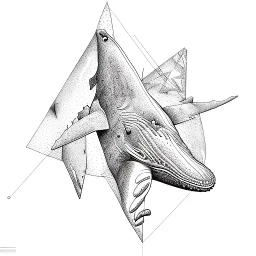 triangle with humpback whales around  tattoo design idea