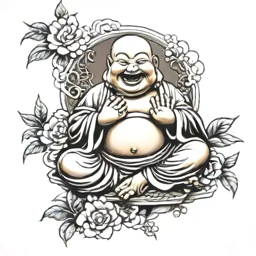laughing buddha tattoo design idea